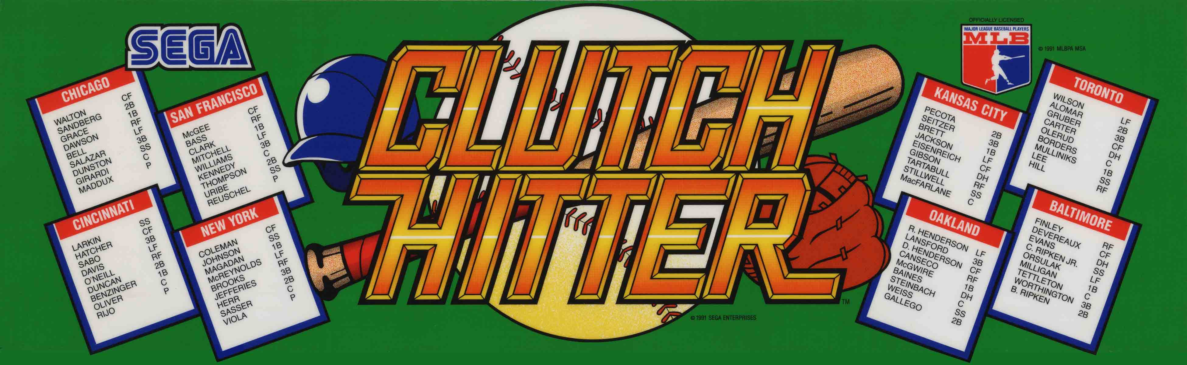 Clutch Hitter Arcade Marquee – 26″ x 8″ – Arcade Marquee Dot Com 