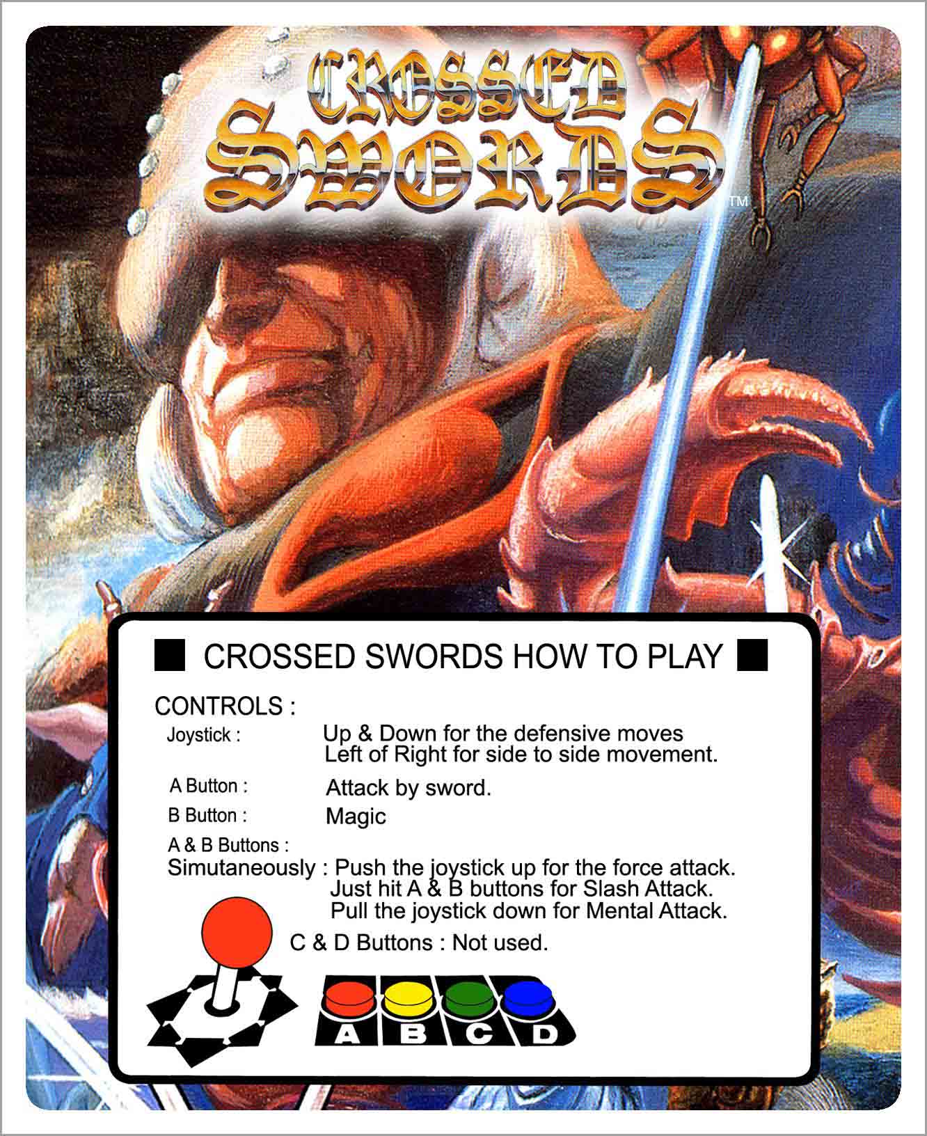 Crossed Swords B Arcade Marquee – 4.44″ X 5.44″ – Arcade Marquee Dot Com