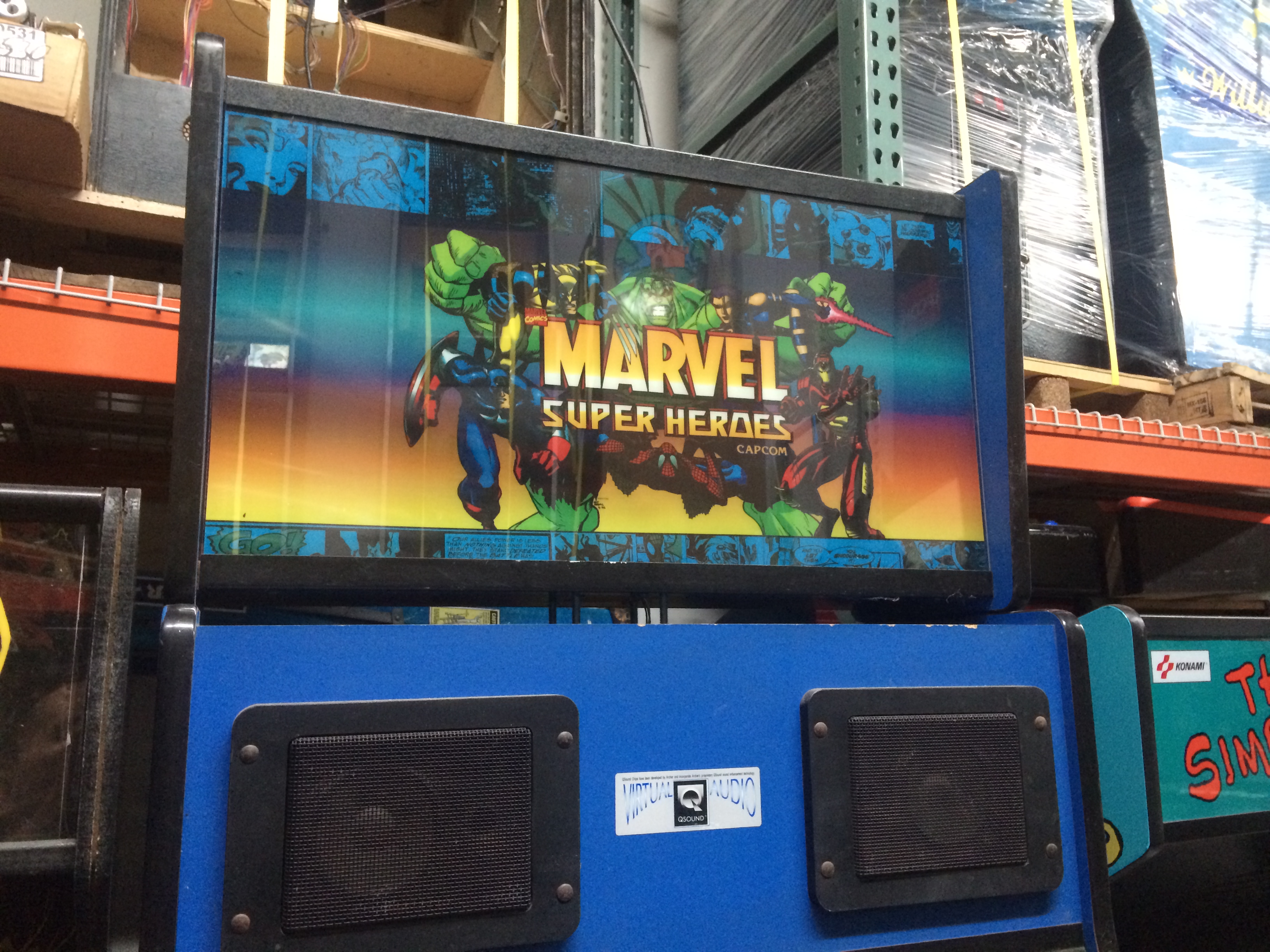 Marvel Super Heroes Dynamo Big Blue Arcade Marquee 27 X 15 5