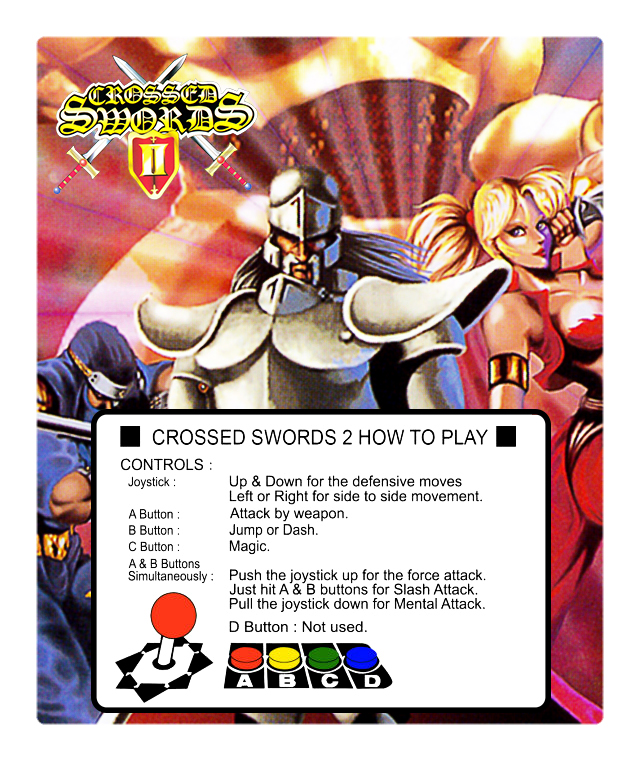 Crossed Swords 2 (II) Arcade Marquee - 4.44 x 5.44
